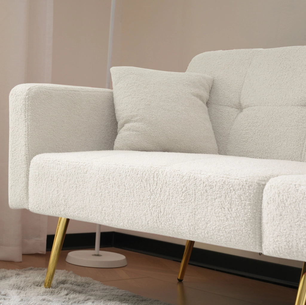 DIVANO LETTO Reclinabile 175x64x72 cm Sherpa Bianco