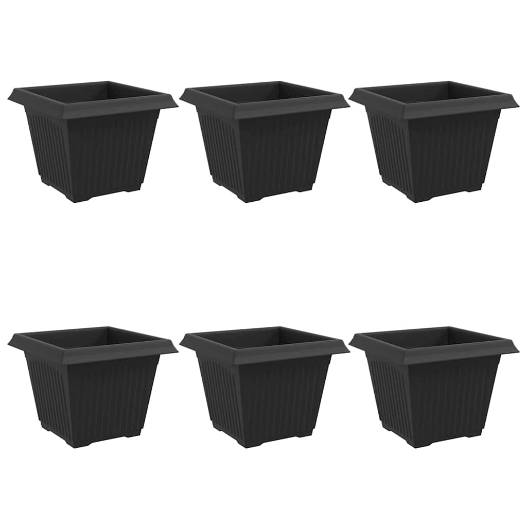 Set di 6 vasi da fiori quadrati leggeri da interno e esterno 43 x 43 x 33 cm in plastica nera 02_0059366