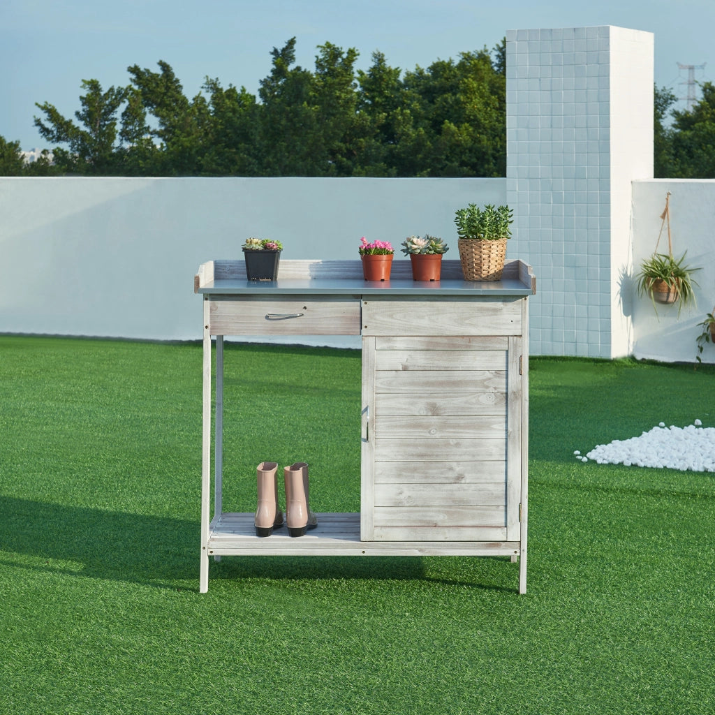 Banco di Lavoro per Giardinaggio Aliano in Legno di Abete - Grigio casa.pro