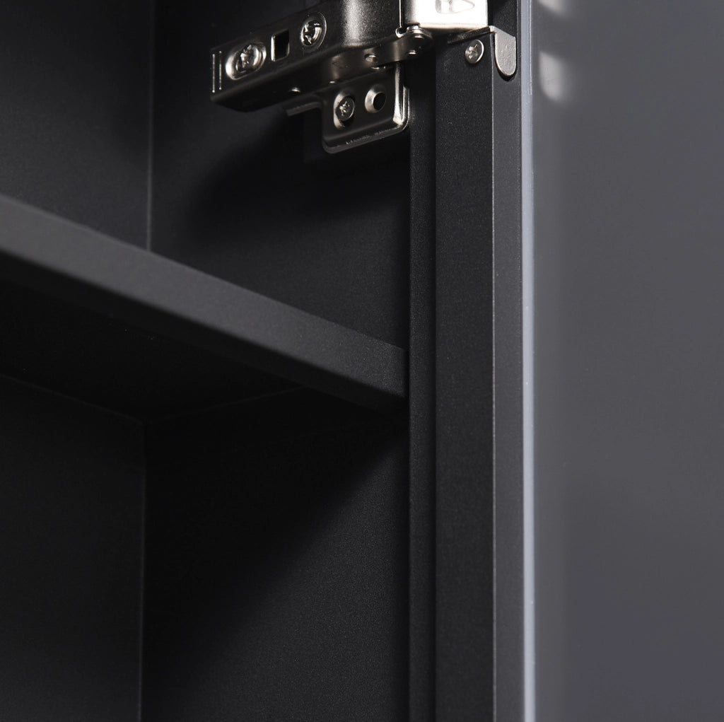 Mobile bagno pensile con specchio nero 40x15x60 cm a 3 ripiani