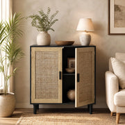 Mobile contenitore a 2 ante con ripiani aperti; MDF; 80x40x88 cm; nero
