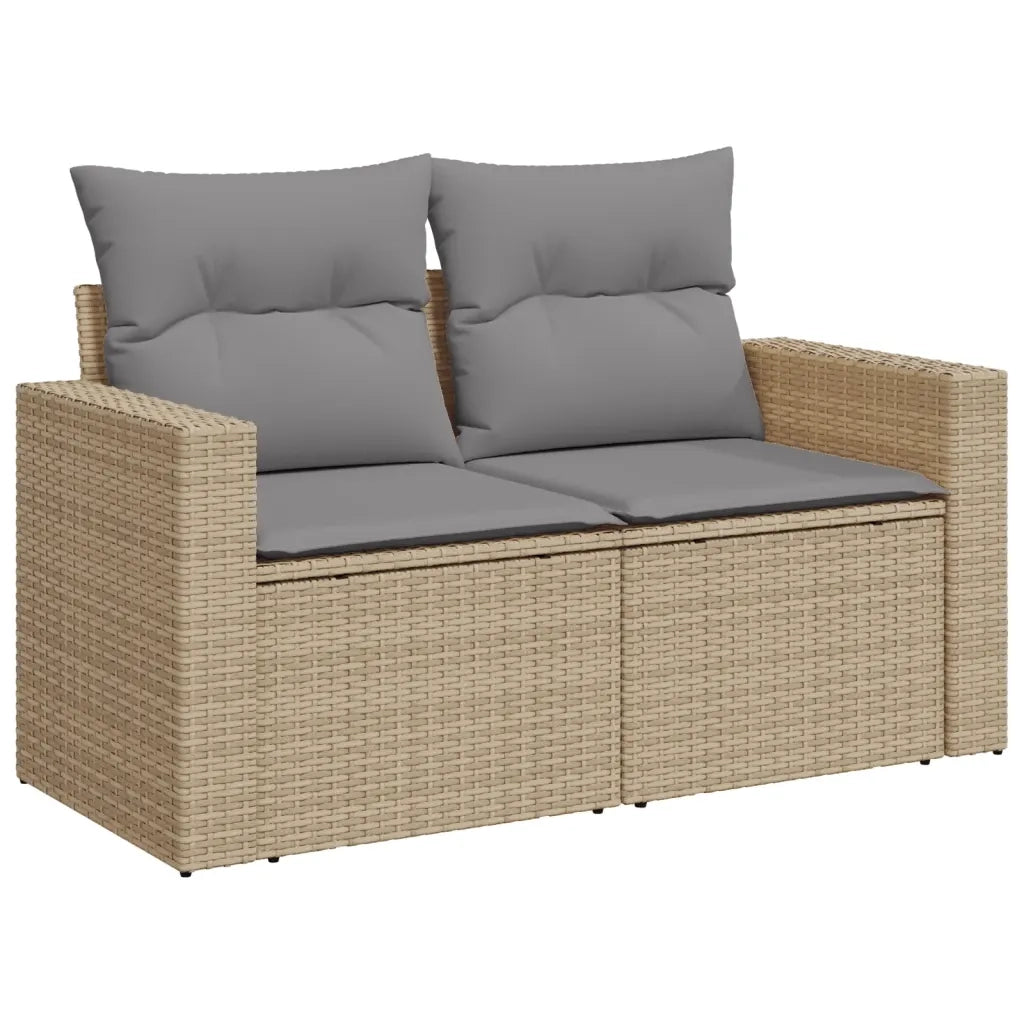 Set Divano da Giardino 10 pz con Cuscini Beige in Polyrattan 3219439