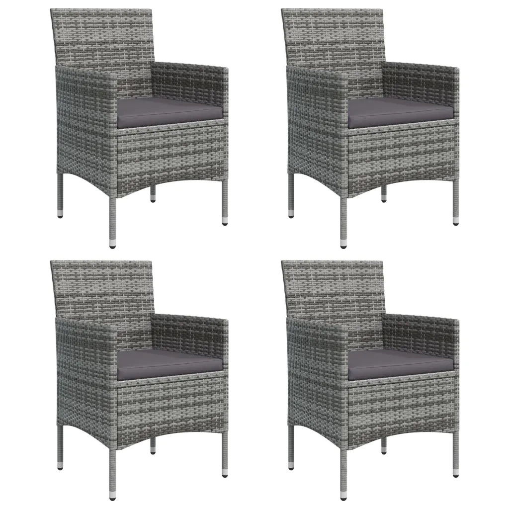 Set da Pranzo da Giardino 5 pz con Cuscini Grigio e Nero 3156604