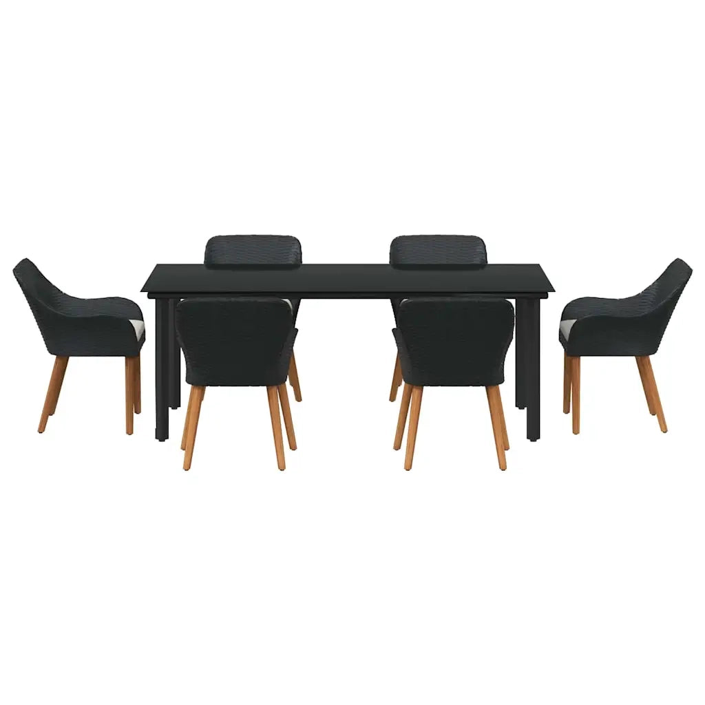 Set da Pranzo per Giardino con cuscino 7 pcs Nero polyrattan 3261675