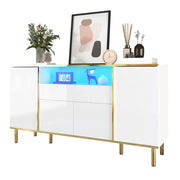 Sideboard bianco lucido 150x40x80 cm con 1 cassetto