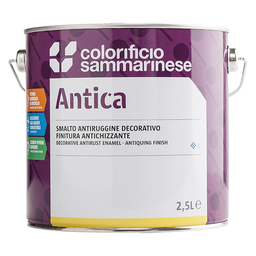 SMALTO ANTIRUGGINE 'ANTICA' Lt. 0,750 grana grossa -ferro batt.- 6 pezzi  - COLORIFICIO SAMMARINESE