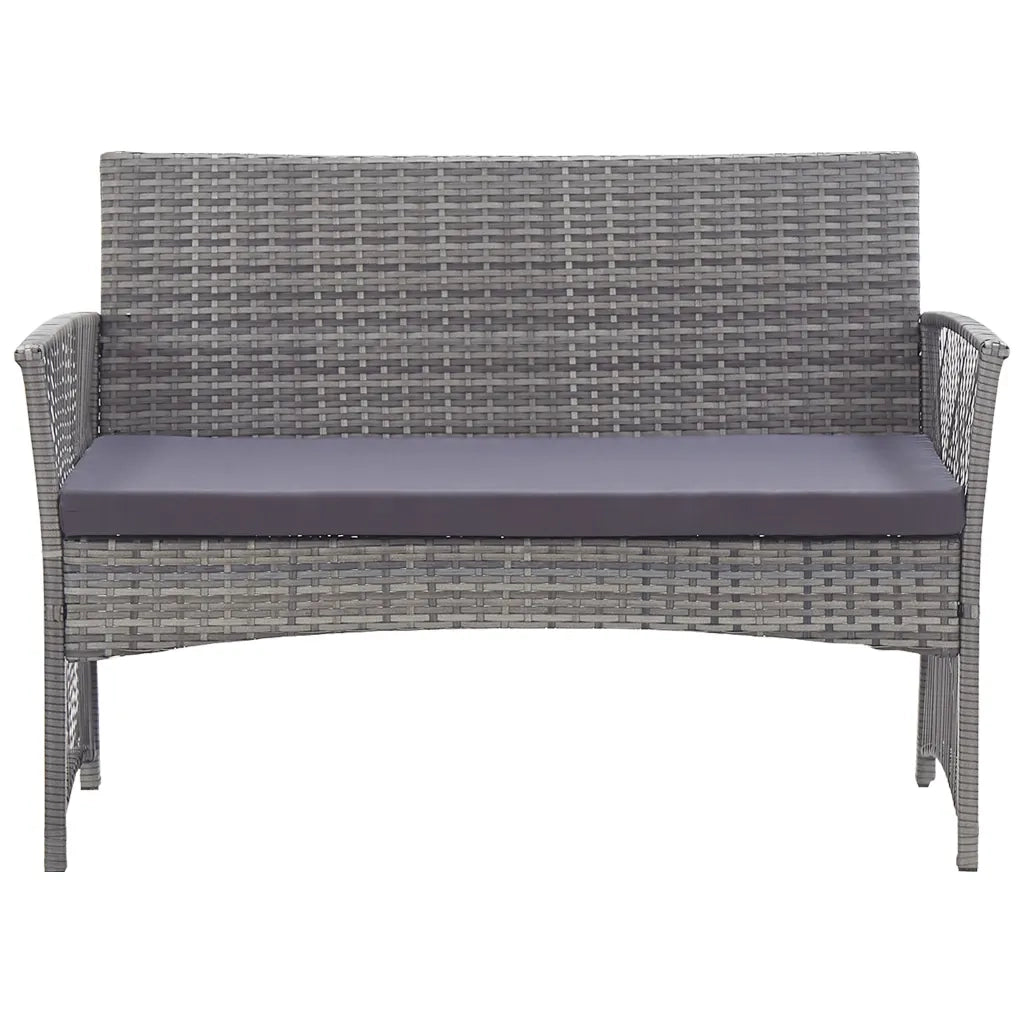 Set Divani da Giardino 4 pz con Cuscini in Polyrattan Antracite 46437