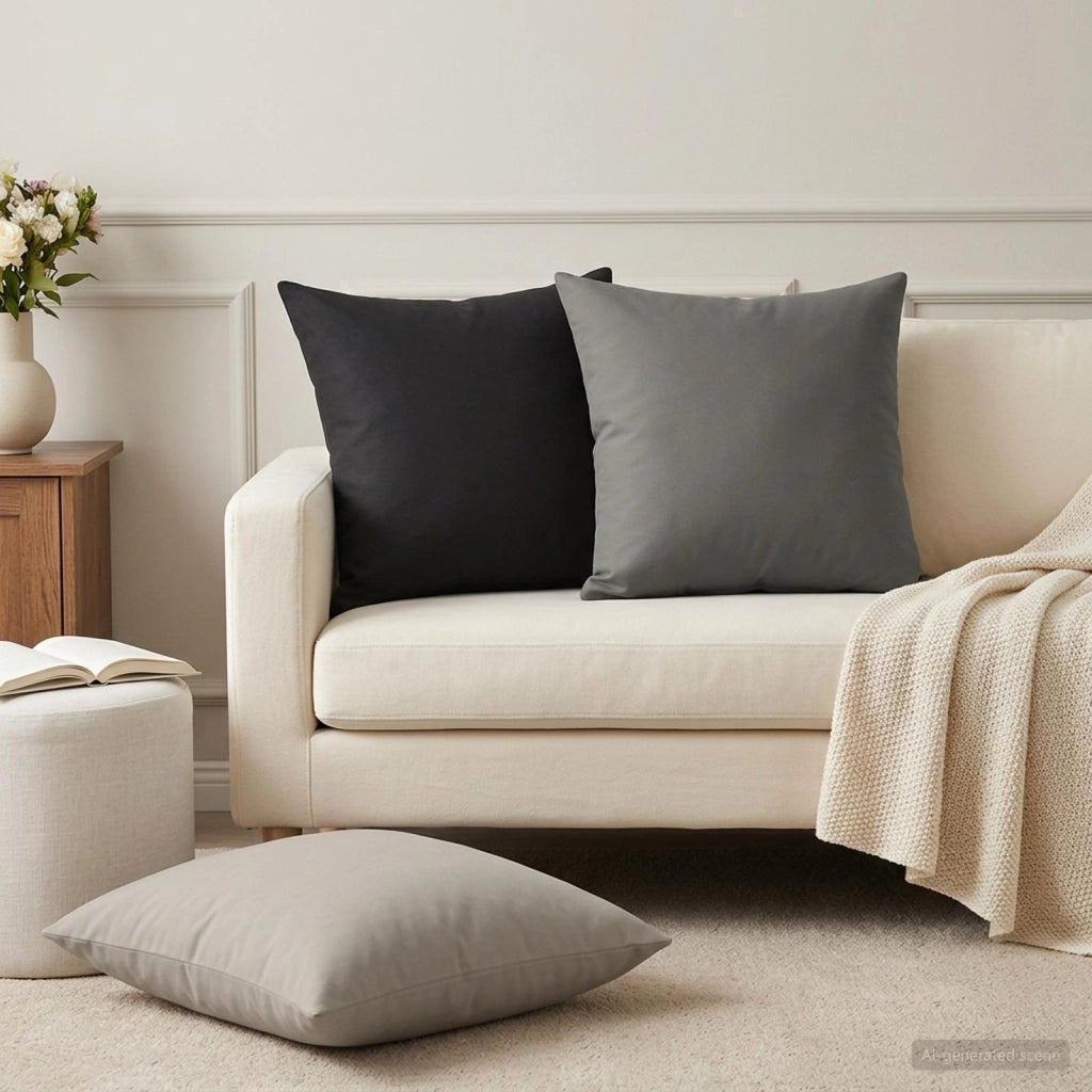 Cuscino con cuscino HEERLEN 2 pz Grigio Poliestere 927139