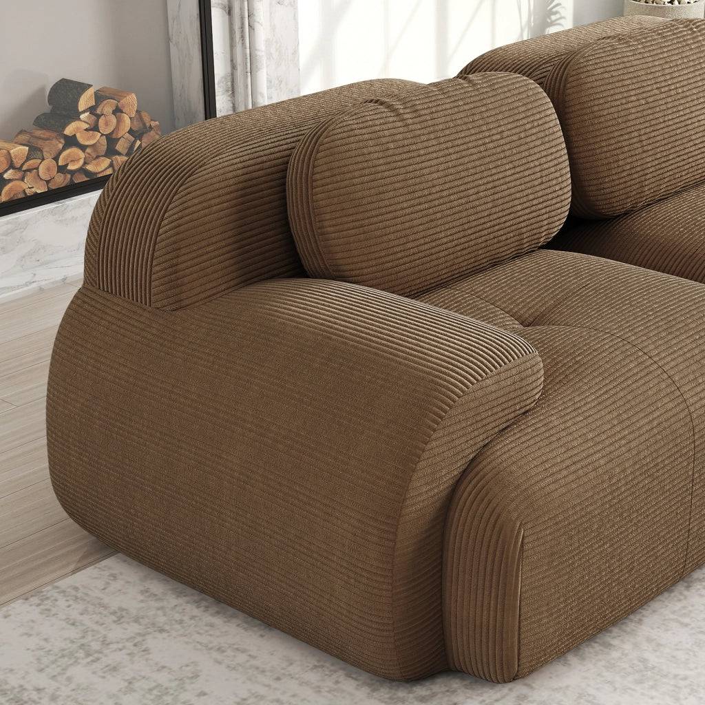 Divano angolare Hamlet RSF - Zephmum- Tessuto Cord marrone con cuscini