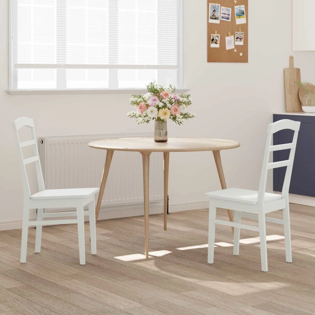 Sedia da pranzo 2 pcs Bianco Legno di gomma solido 42020498