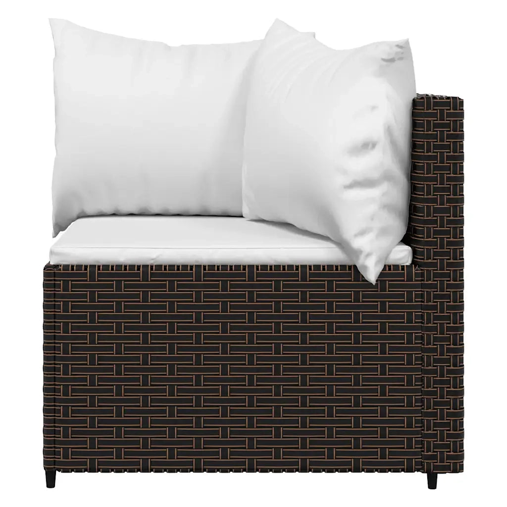 Divani Angolari da Giardino con Cuscini 2pz Polyrattan Marrone 319758