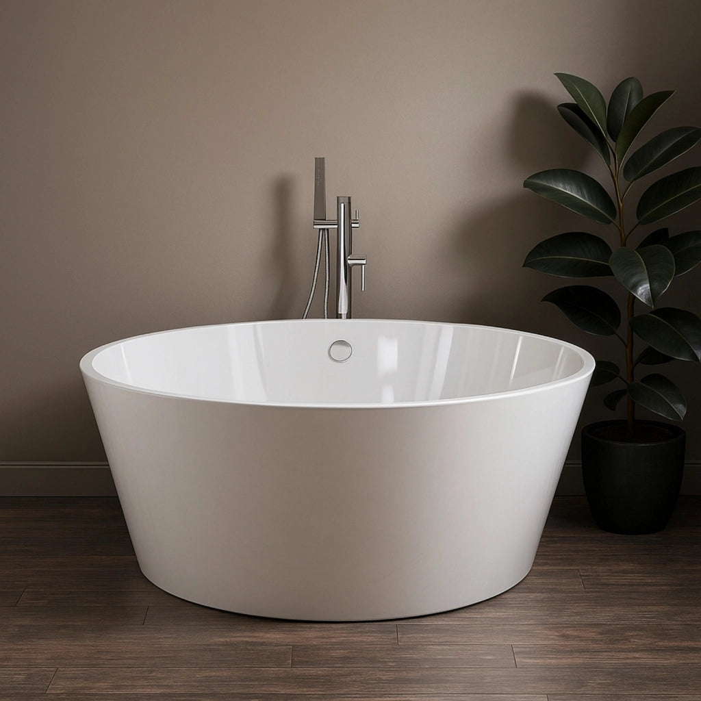 Vasca da bagno free standing tonda acrilico bianco lucido cm Ø 145 x h 58 cm