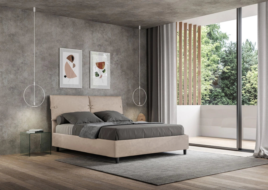 Letto Matrimoniale 160x200 cm con Rete e Contenitore Sleeper Sabbia