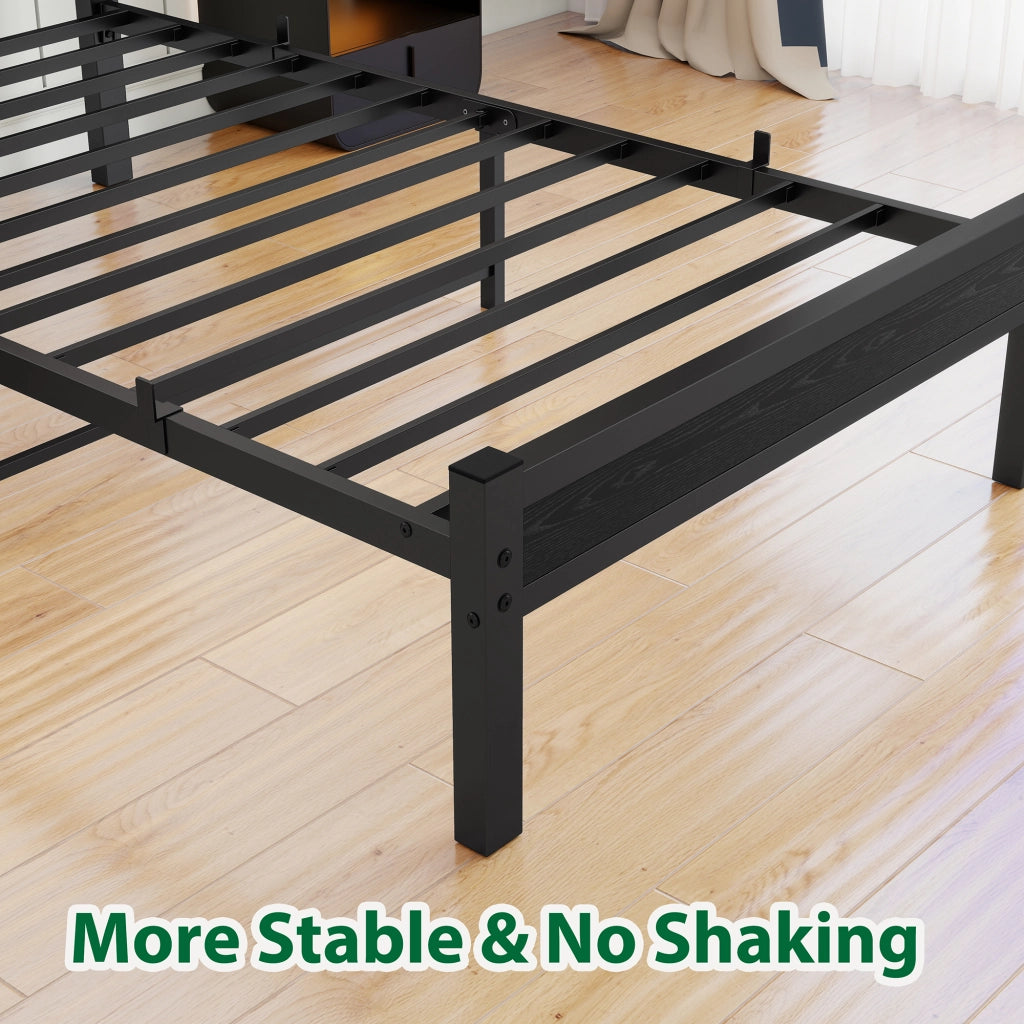 letto singolo mdf metallo nero 90 x 200 cm