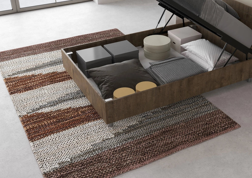 Letto 1 Piazza e Mezzo 120x190 cm con Rete e Contenitore Nuamo Noce