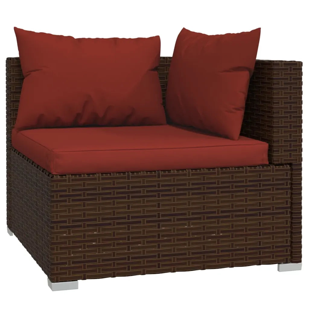 Set Divani da Giardino 10 pz con Cuscini in Polyrattan Marrone 3102507