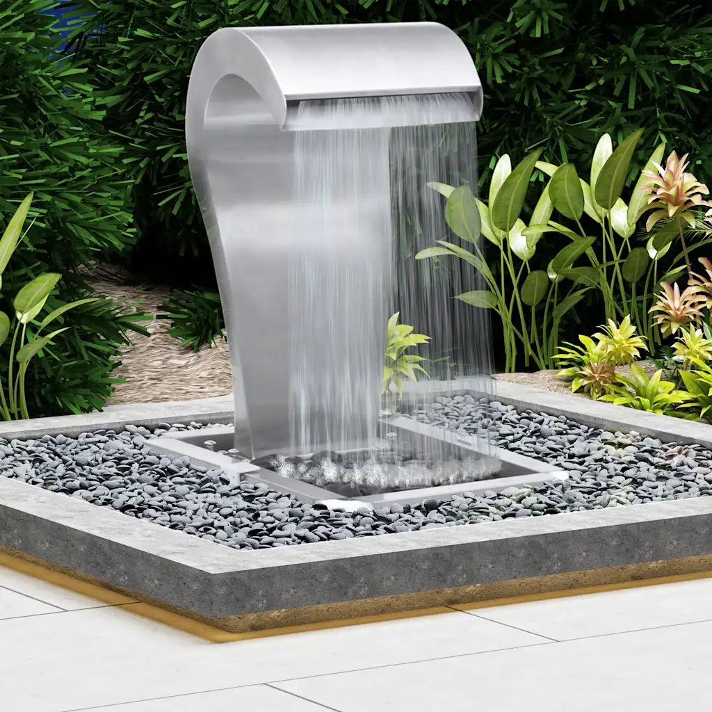 Cascata da Giardino Argento 34x49x82 cm in Acciaio Inox 48093