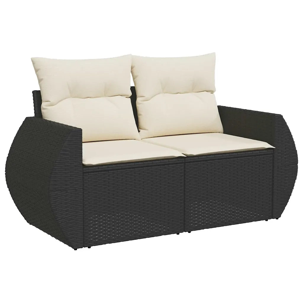 Set Divano da Giardino 6 pz con Cuscini Nero in Polyrattan 3327248