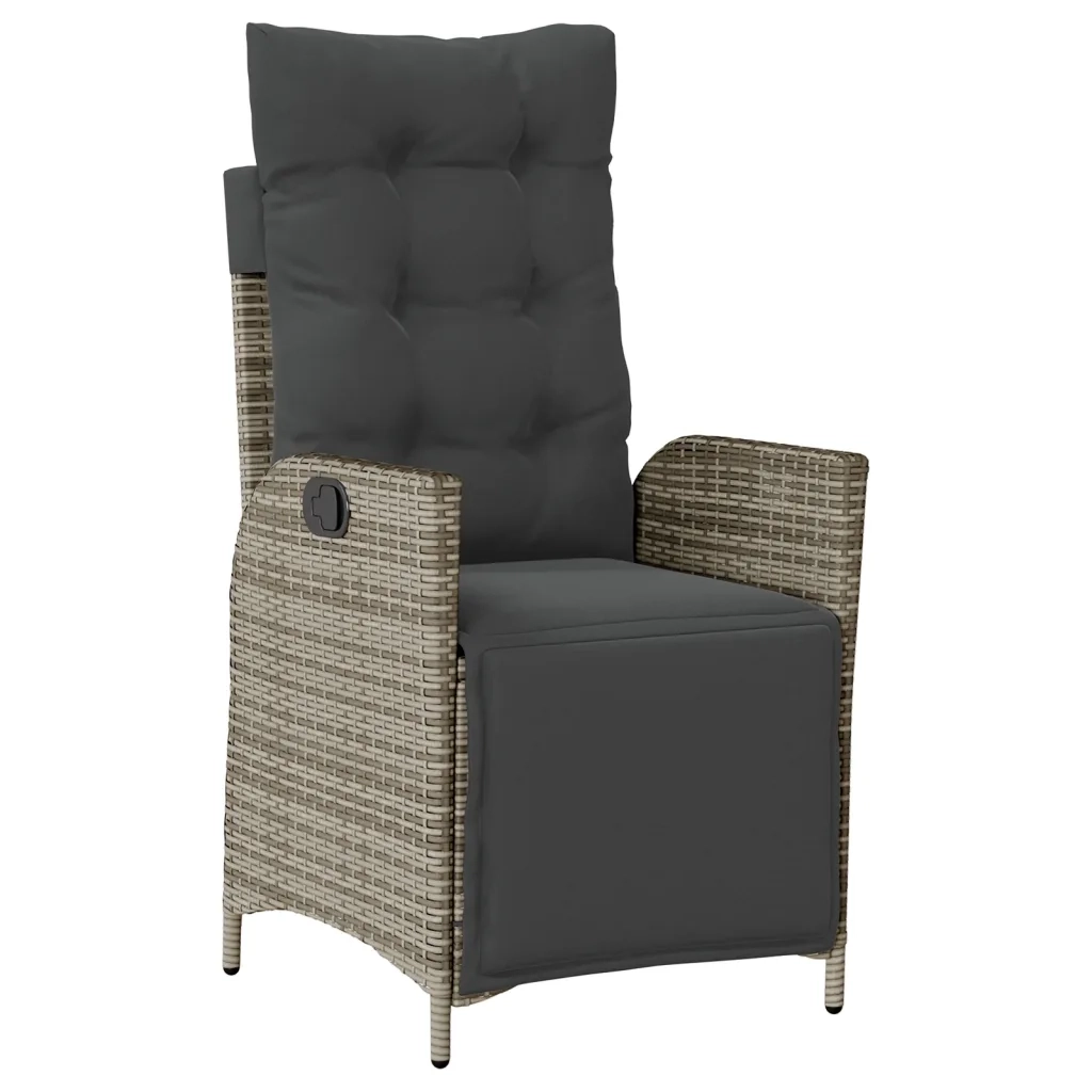 Set da Pranzo da Giardino 9 pz con Cuscini in Polyrattan Grigio 3213371