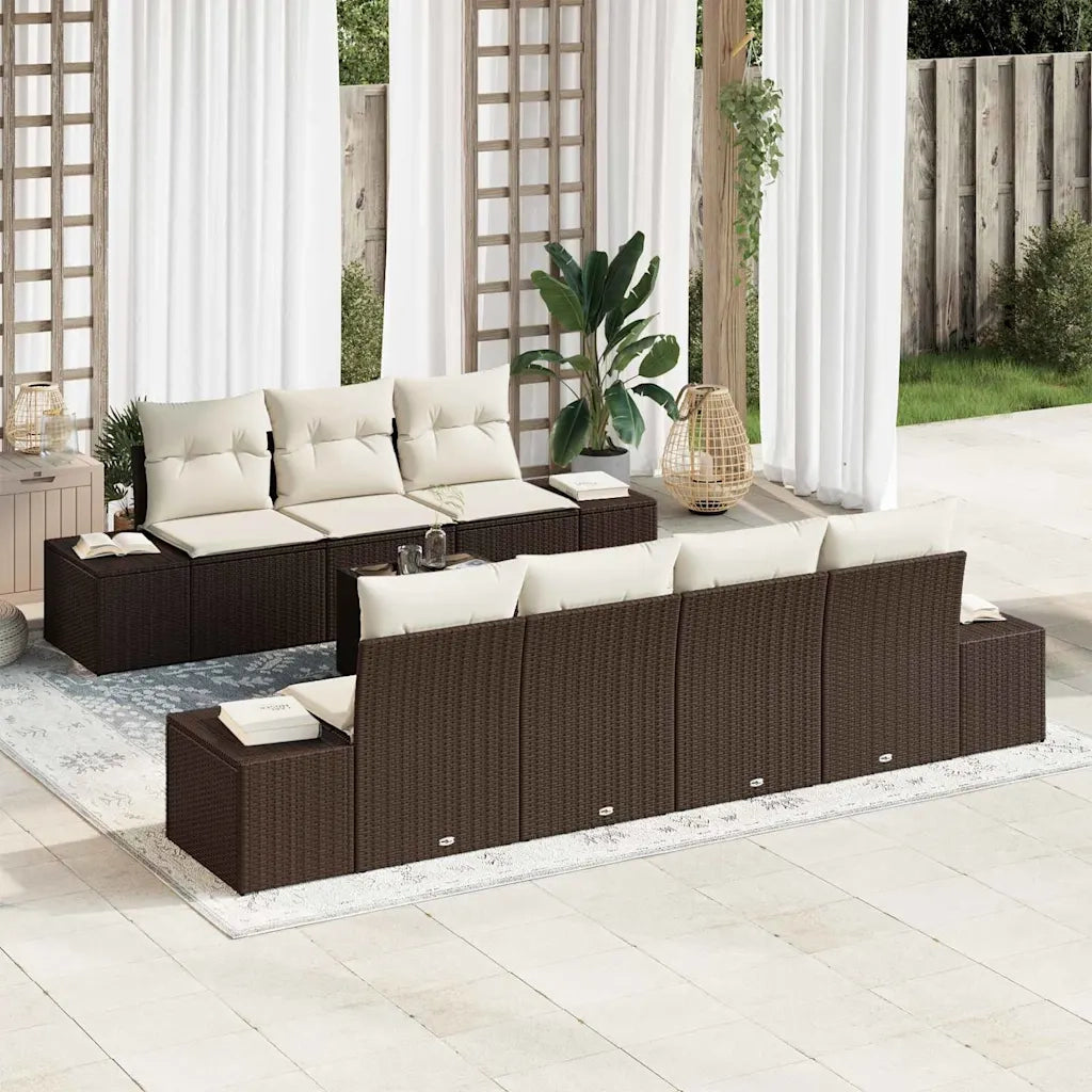 Set Divano da Giardino 8 pcs Marrone e Crema polyrattan 3355637