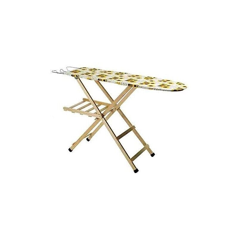 ASSE DA STIRO IN LEGNO DI FAGGIO NATURALE 35X141,5 XH92 CM CON COPRIASSE ASSORTITO