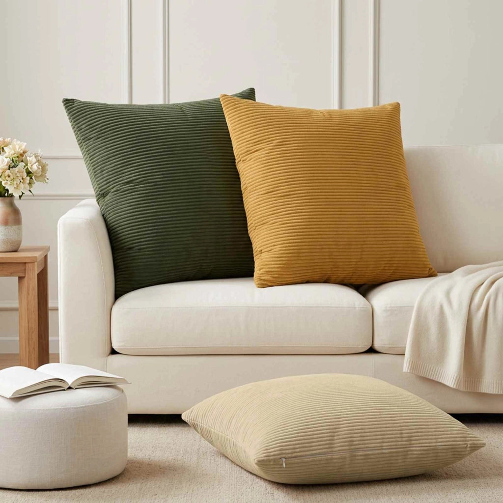 Federa 2 pz HEERLEN Giallo 65 x 65 cm corduroy 912947