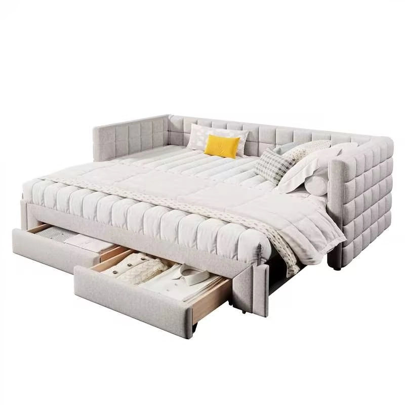 letto divano in velluto beige 90 x 200 cm