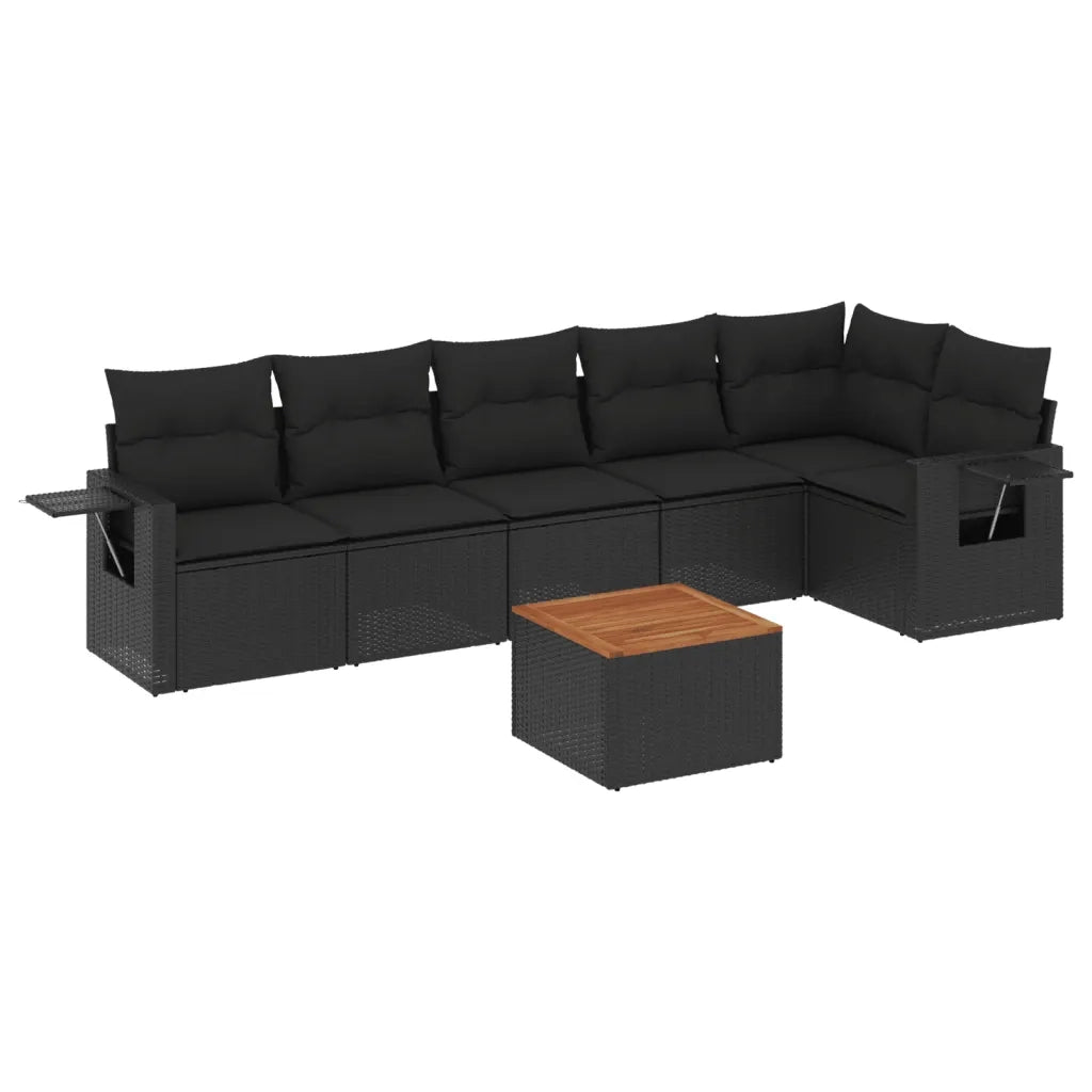 Set Divani da Giardino con Cuscini 7pz Nero Polyrattan 3224571