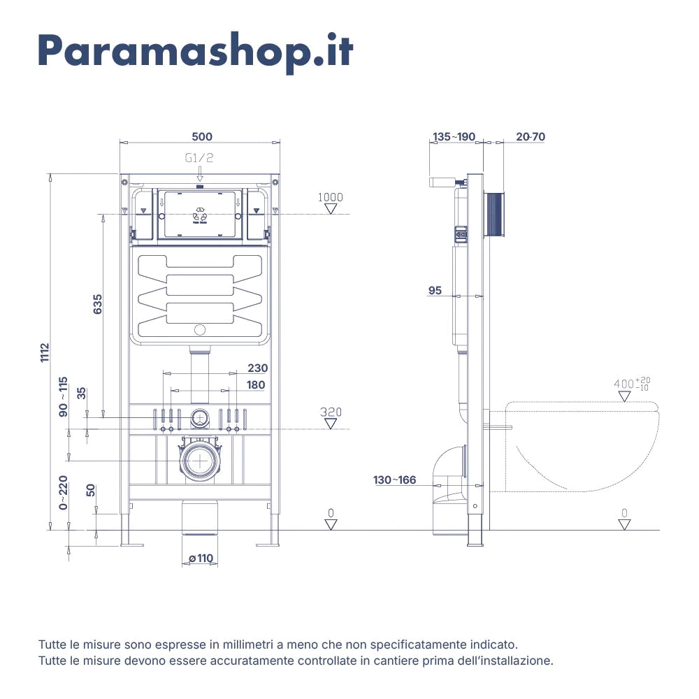 Kit WC sospeso e sistema di scarico da incasso mod. Sydney bianco opaco
