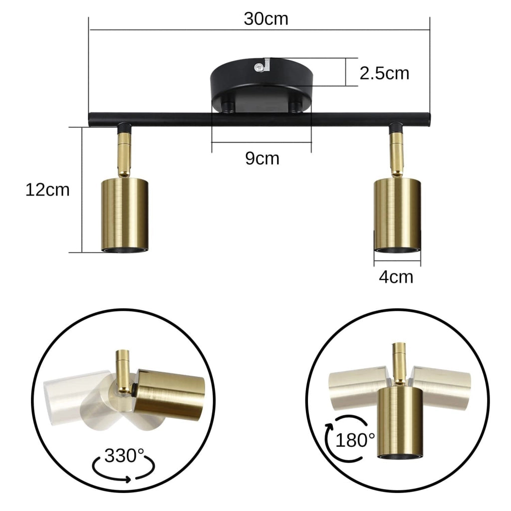 ZMH Faretto da soffitto vintage E27 nero oro a sospensione