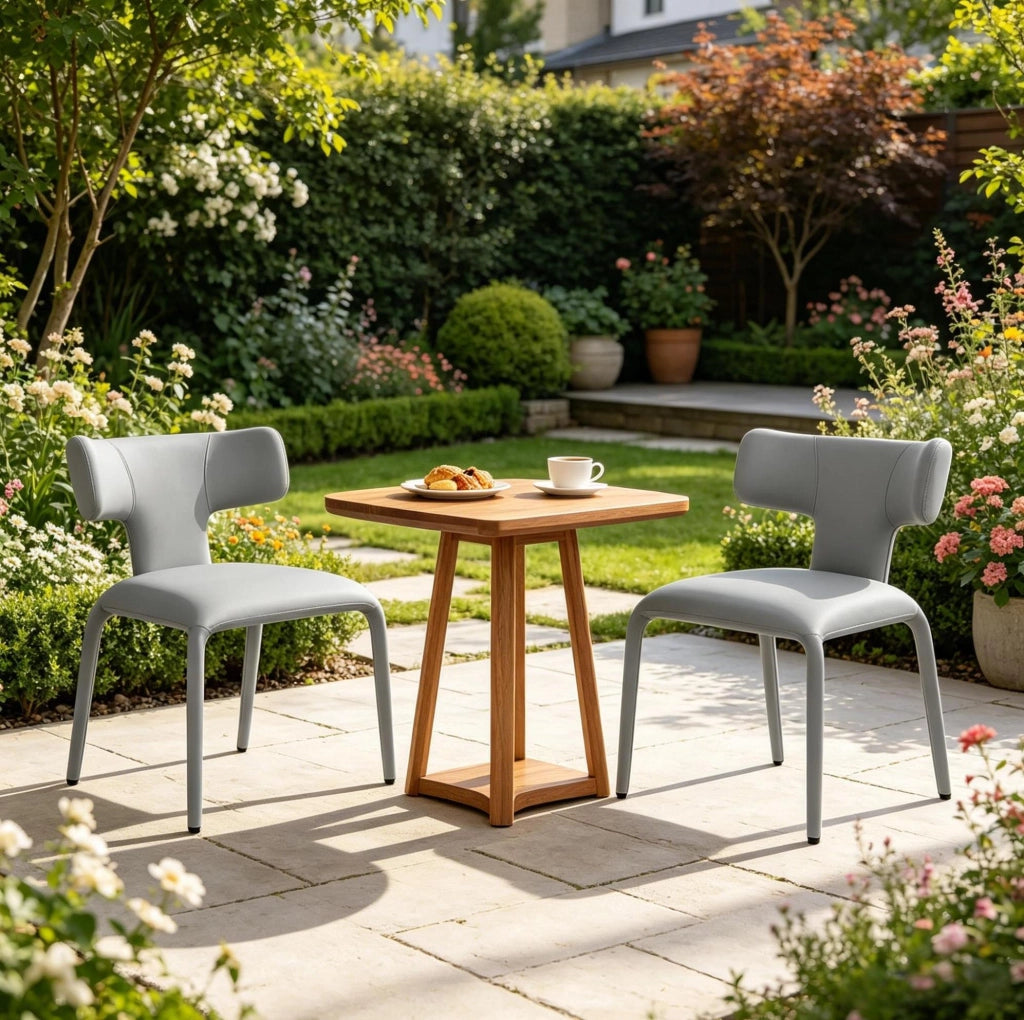 SEDIA Set da 2 pezzi 53x53x78 cm Similpelle Grigia con rotelle