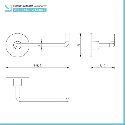 Set accessori a muro 6 pezzi in acciaio cromato e viti incluse  Idea