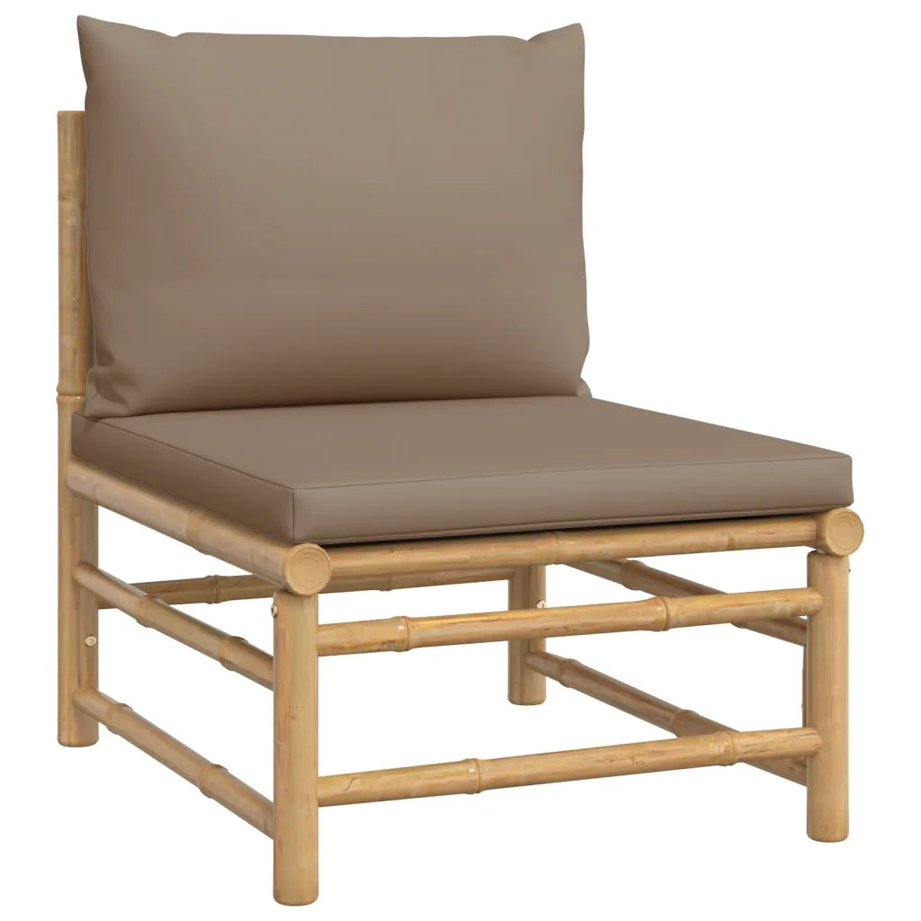Set Salotto da Giardino 8pz con Cuscini Tortora Bambù 3155126