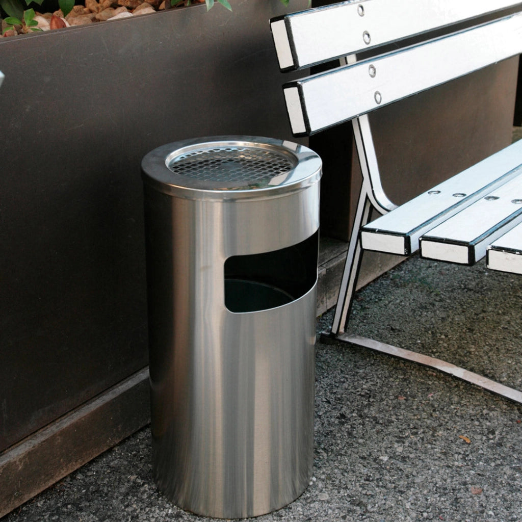 Cestino Gettacarte Posacenere Ø30 cm in Acciaio 15L per Interno Esterno