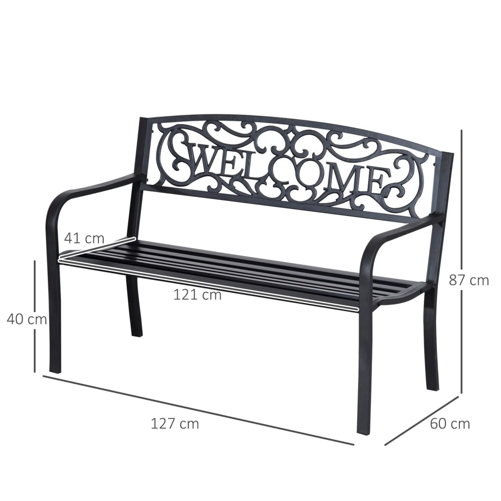 Panca da giardino 2 posti in metallo, stabile con design elegante per esterno e terrazza