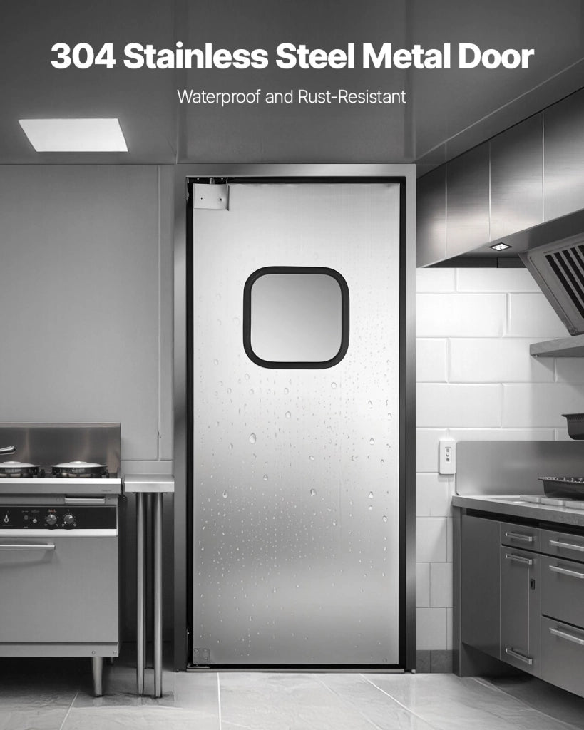 Porta a Battente Singola in Acciaio Inox 304 Argento 917 x 2133 mm BT-E01 con Accessori Robusta e Facile da Installare