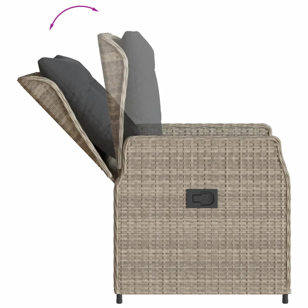 Set Pranzo da Giardino 9pz con Cuscini Grigio Chiaro Polyrattan 3262796