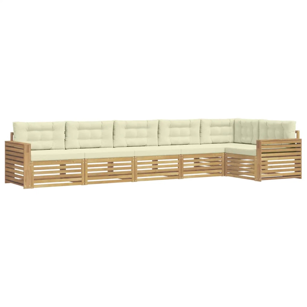 Set di divani da esterno 6 pz Bianco e Crema Poliestere 3390570