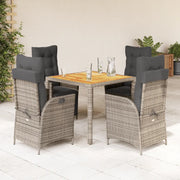 Set da Pranzo da Giardino 5 pz con Cuscini in Polyrattan Grigio 3213105