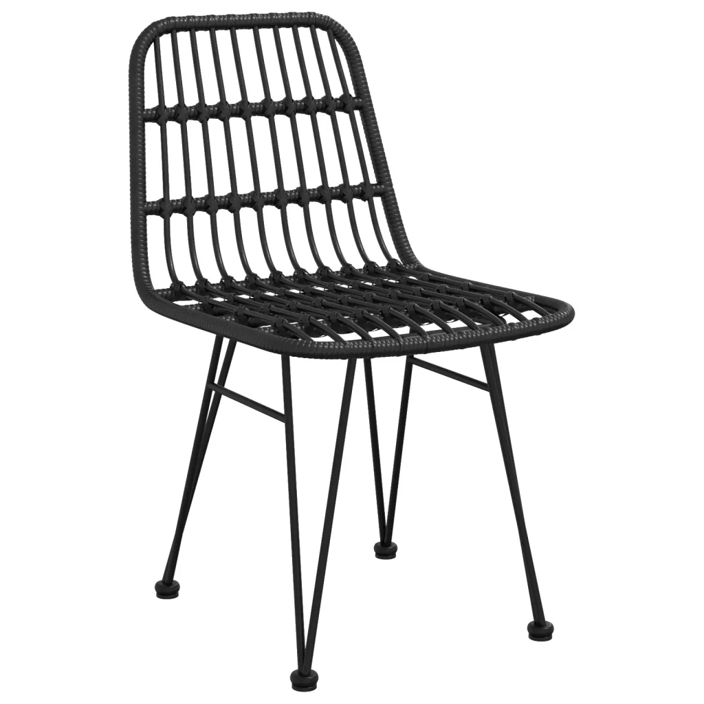 Set da Pranzo da Giardino 5 pz Nero in Polyrattan 3157844
