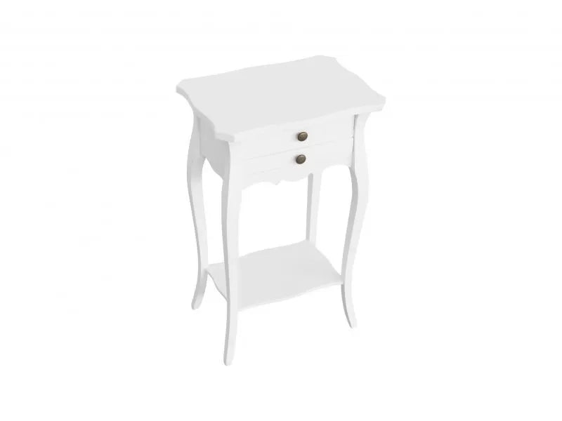 Comodino porta telefono 2 cassetti legno shabby bianco opaco 45x35x70 (1542) - Mobili 2G