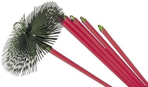 SPAZZACAMINO KIT COMPOSTO DA 5 ASTE + SCOVOLO Ø 30 CM