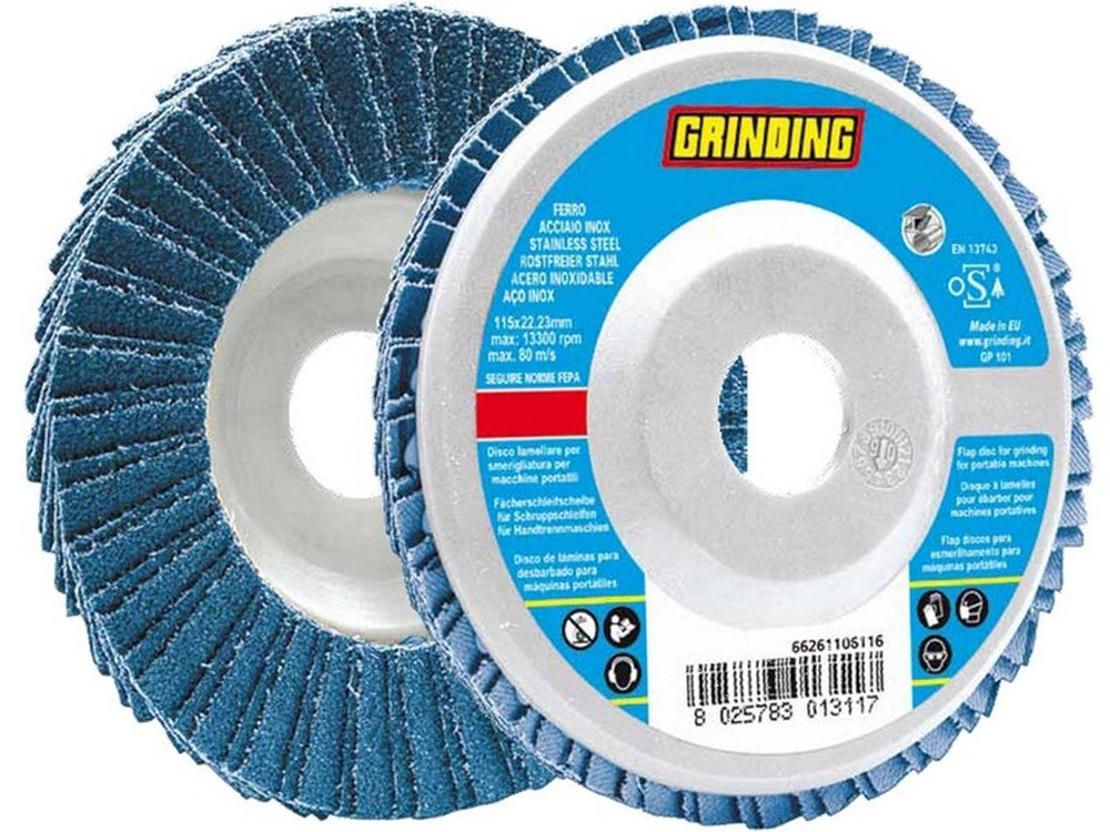 10pz disco lamellare ï mm. 115 x 22,23 grana 60 cod:ferx.vit51306