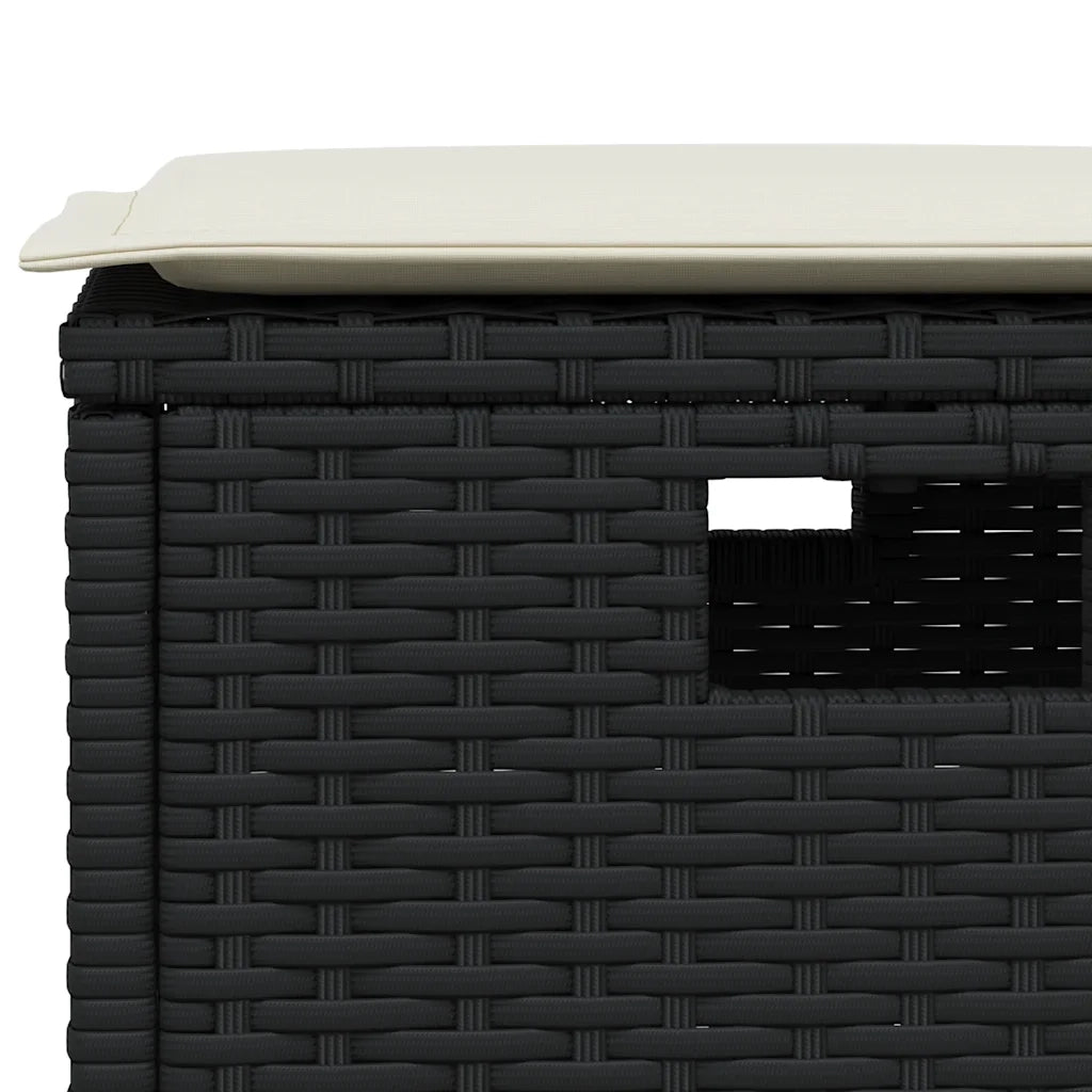 Set Divani da Giardino 6 pz con Cuscini Forma L Polyrattan Nero