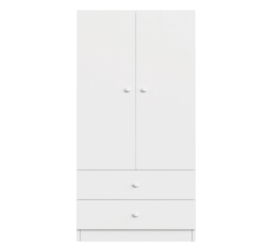 Armadio singolo 70x40x170 cm con due cassetti, design bicolore bianco e rosa