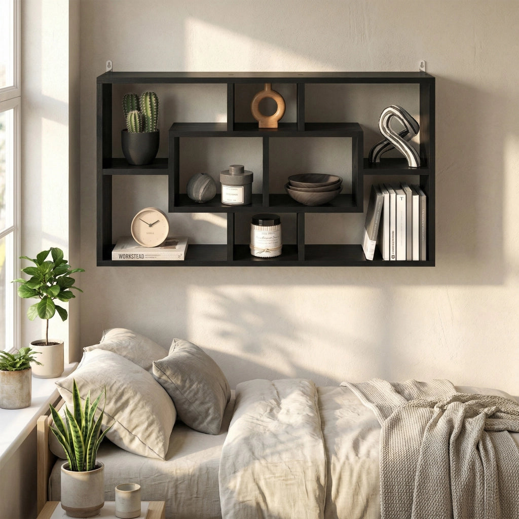 Libreria a Muro con 8 Cubi ¨C Xylo ¨C Nero 85x14,5x47,5 cm