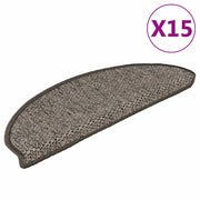Tappeti Adesivi per Scale Sisal 15pz 65x21x4cm Grigio e Beige 326872