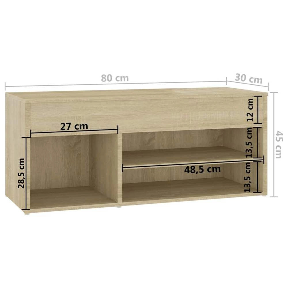 Shoe Bench Sonoma Oak 80x30x45 Cm Wood Composite