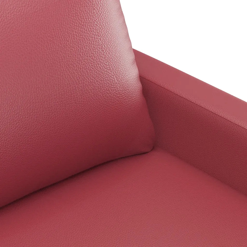 Set di Divani 4 pz con Cuscini Rosso Vino in Similpelle