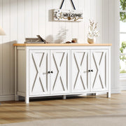 Sideboard bianco con 4 ante; 140x40x78 cm in MDF